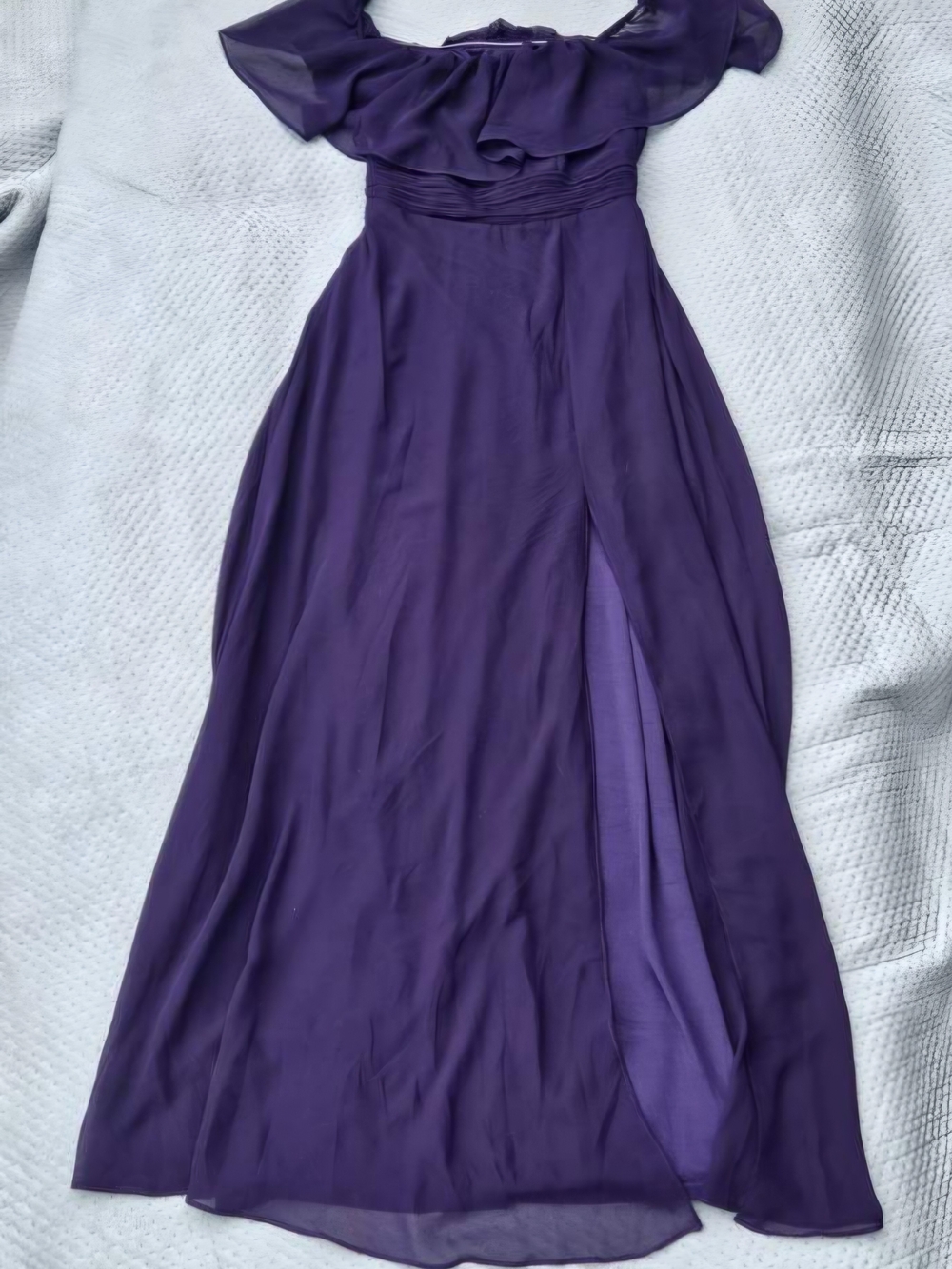 Ever Pretty Deep Purple Off-Shoulder Ruffle Maxi Dress